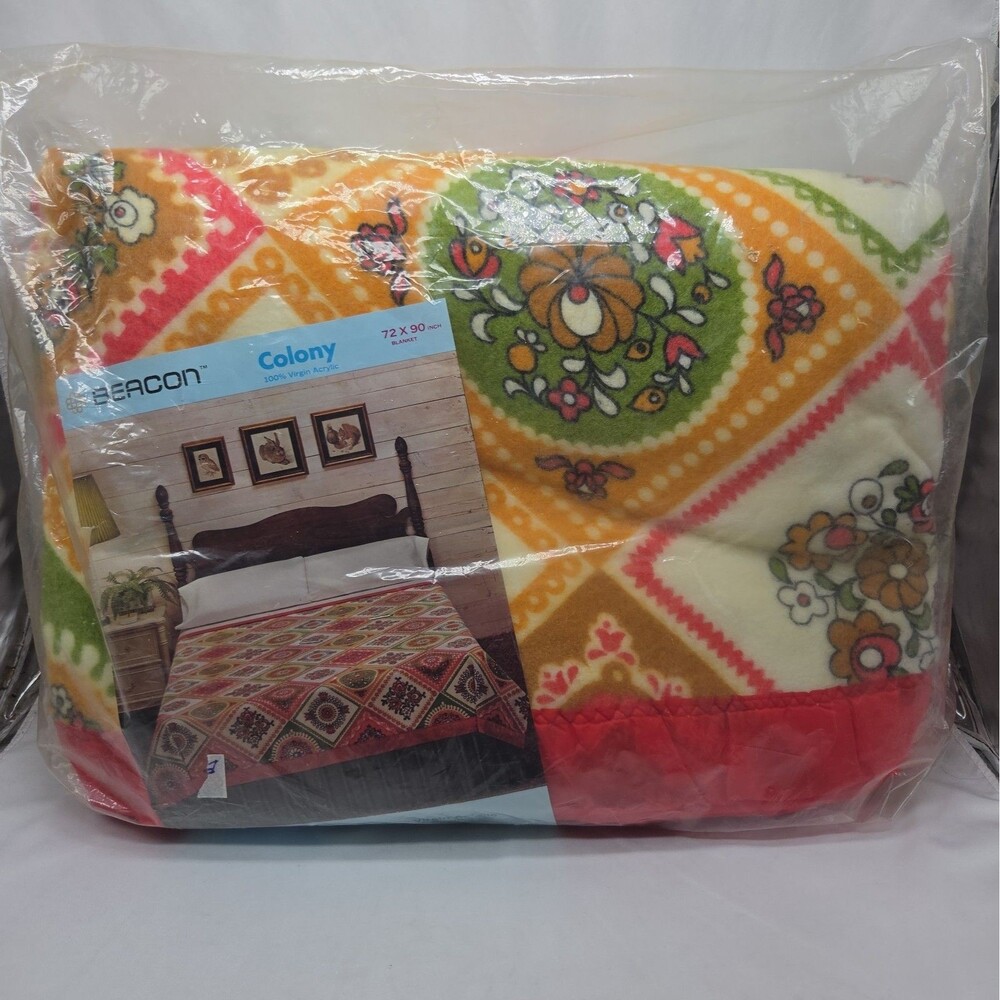 Vintage Beacon Colony Blanket 72x90 Inch